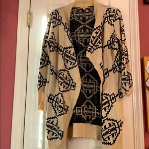 Cream and Black Colored Open Cardigan